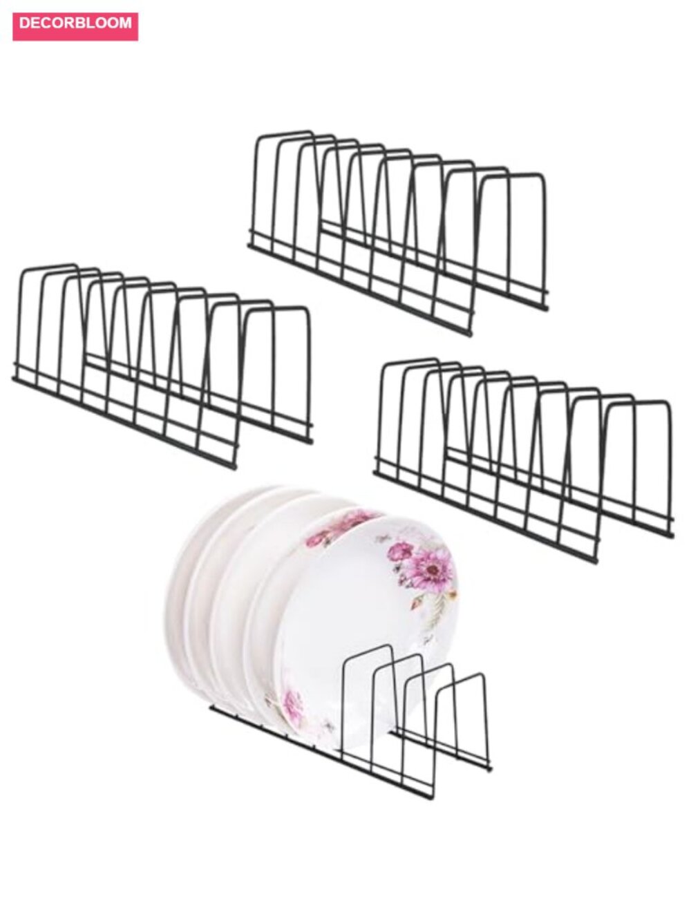 4 Pack Pot Lid Holder Stainless Steel Cabinet Organizer Rack 8 Compartments